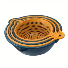 6pcs Household Drain Basket Set; Plastic Double Layered Kitchen Food Strainer Fruits Vegetable Washing Basket; Stackable Drain Bowls For Cleaning 6pcs Household Drain Basket Set; Plastic Double Layered Kitchen Food Strainer Fruits Vegetable Washing Basket; Stackable Drain Bowls For Cleaning