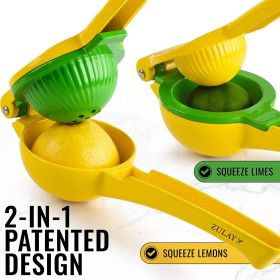 Metal 2-In-1 Lemon Lime Squeezer - Hand Juicer Lemon Squeezer - Max Extraction Manual Citrus Juicer (Vibrant Yellow and green Atoll) Metal 2-In-1 Lemon Lime Squeezer - Hand Juicer Lemon Squeezer - Max Extraction Manual Citrus Juicer (Vibrant Yellow and green Atoll)